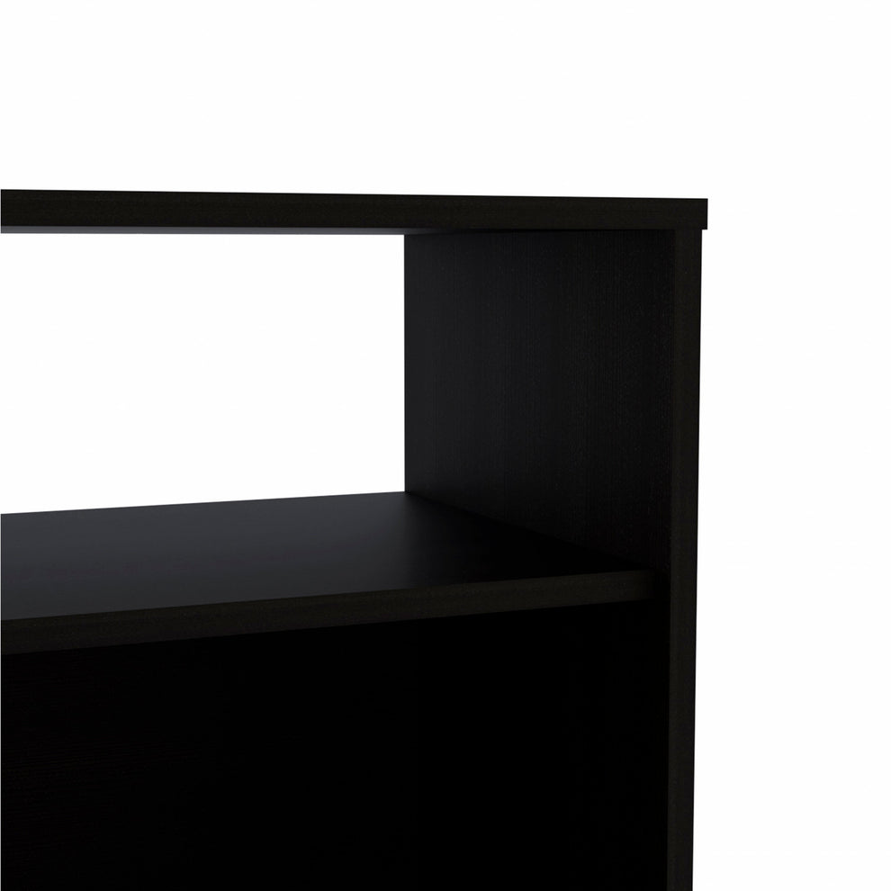 Black One Cabinet Faux Wood Nightstand By Homeroots | Nightstands | Modishstore - 7