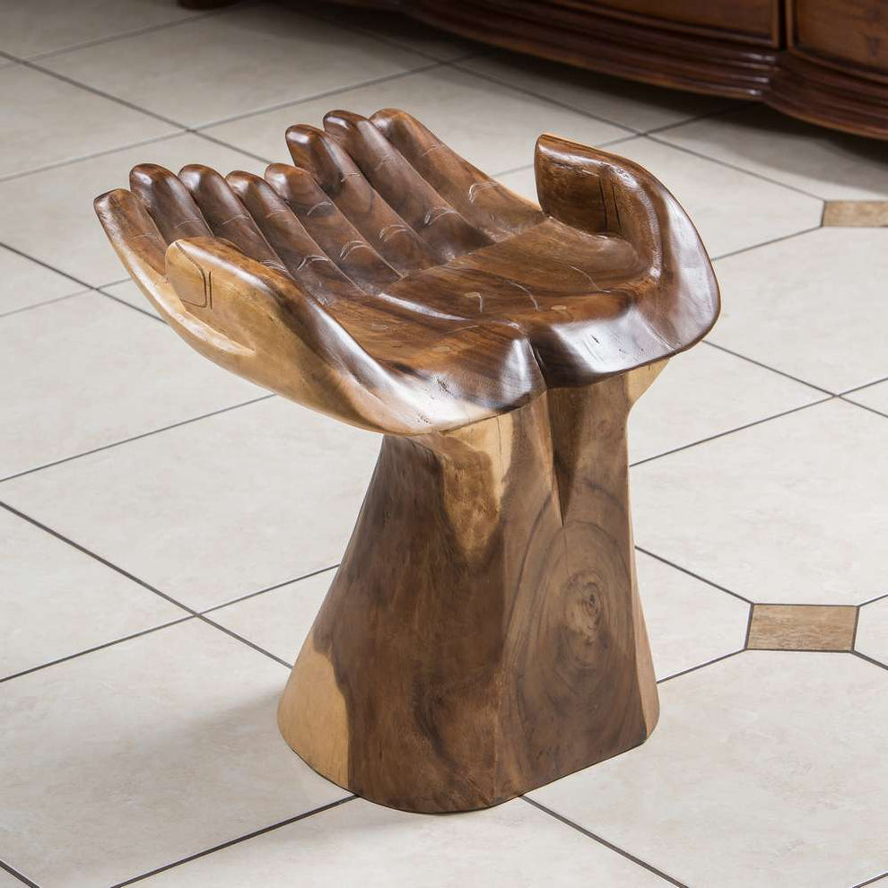 Suar Wood Double Hand Chair/Stool By Garden Age Supply | Stools | Modishstore - 2