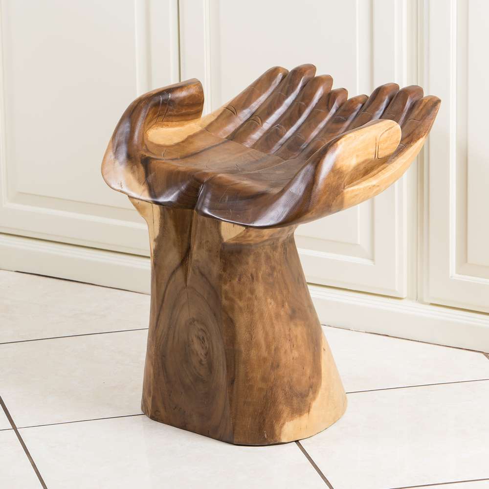 Suar Wood Double Hand Chair/Stool By Garden Age Supply | Stools | Modishstore - 1