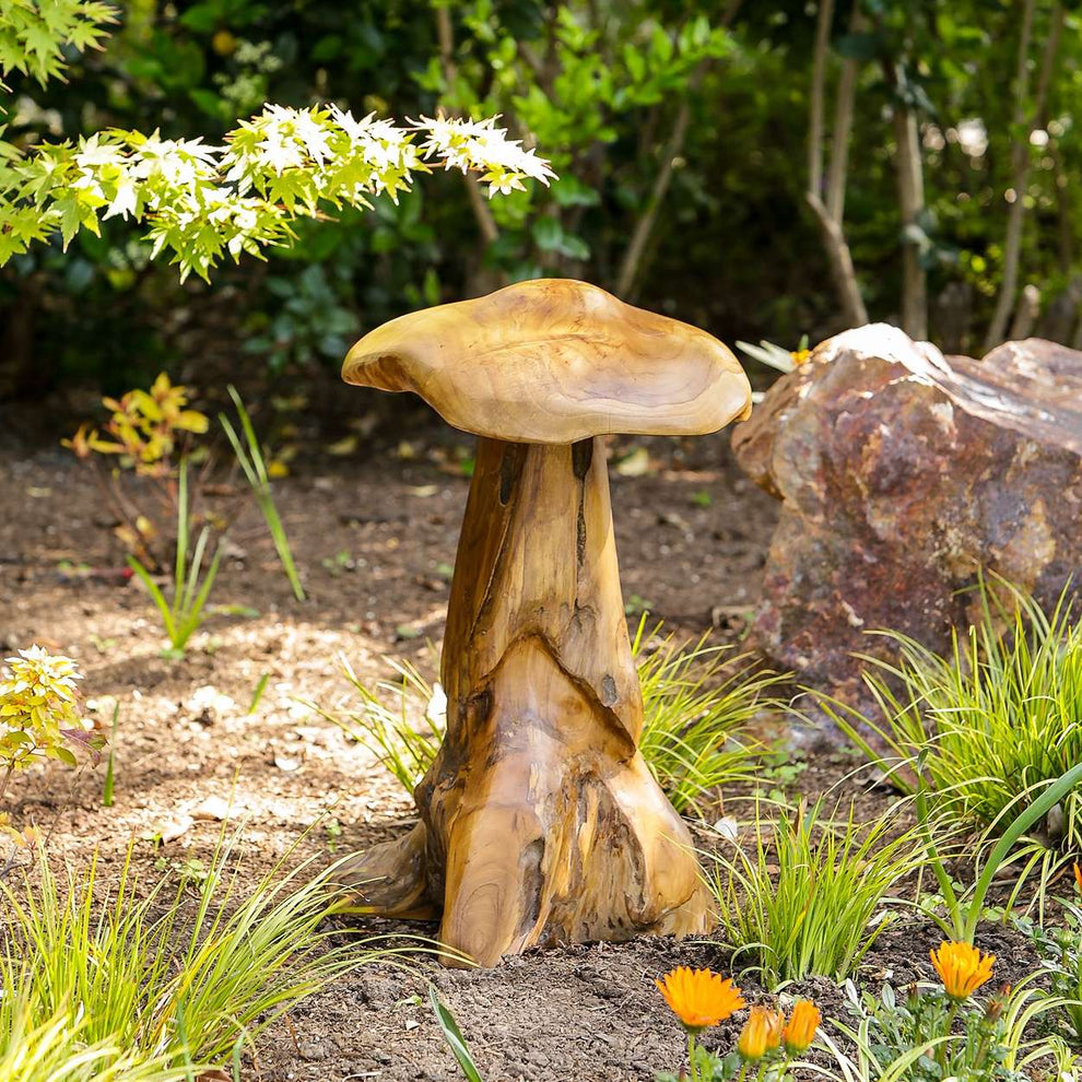 Habini Teak Wild Mushrooms Set of 2 By Garden Age Supply | Sculptures | Modishstore - 5