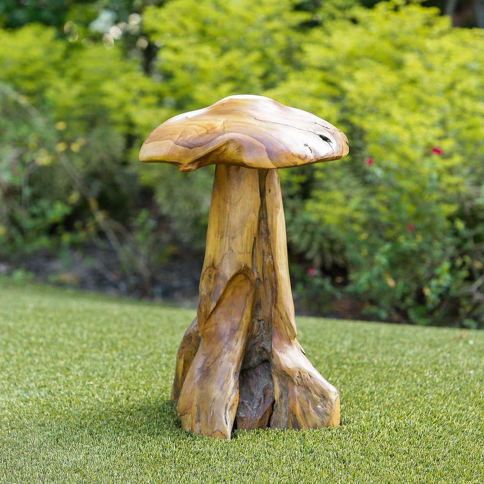 Habini Teak Wild Mushrooms Set of 2 By Garden Age Supply | Sculptures | Modishstore - 6