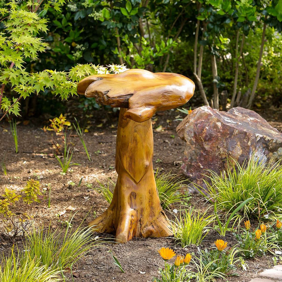 Habini Teak Wild Mushrooms Set of 2 By Garden Age Supply | Sculptures | Modishstore - 7