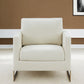 Cream And Gold Upholstered Arm Chair By Homeroots | Accent Chairs | Modishstore - 2