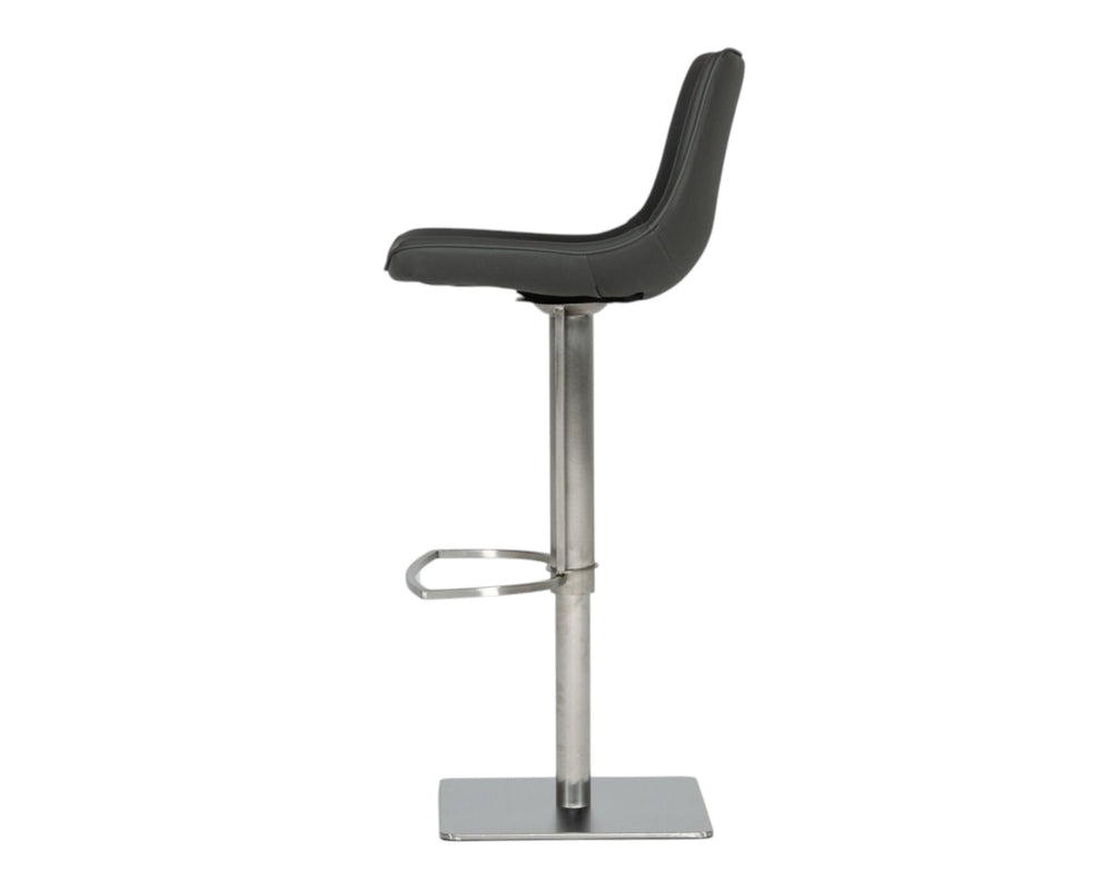 Gray And Silver Faux Leather And Stainless Steel Swivel Low Back Bar Height Bar Chair By Homeroots | Bar Stools | Modishstore - 7