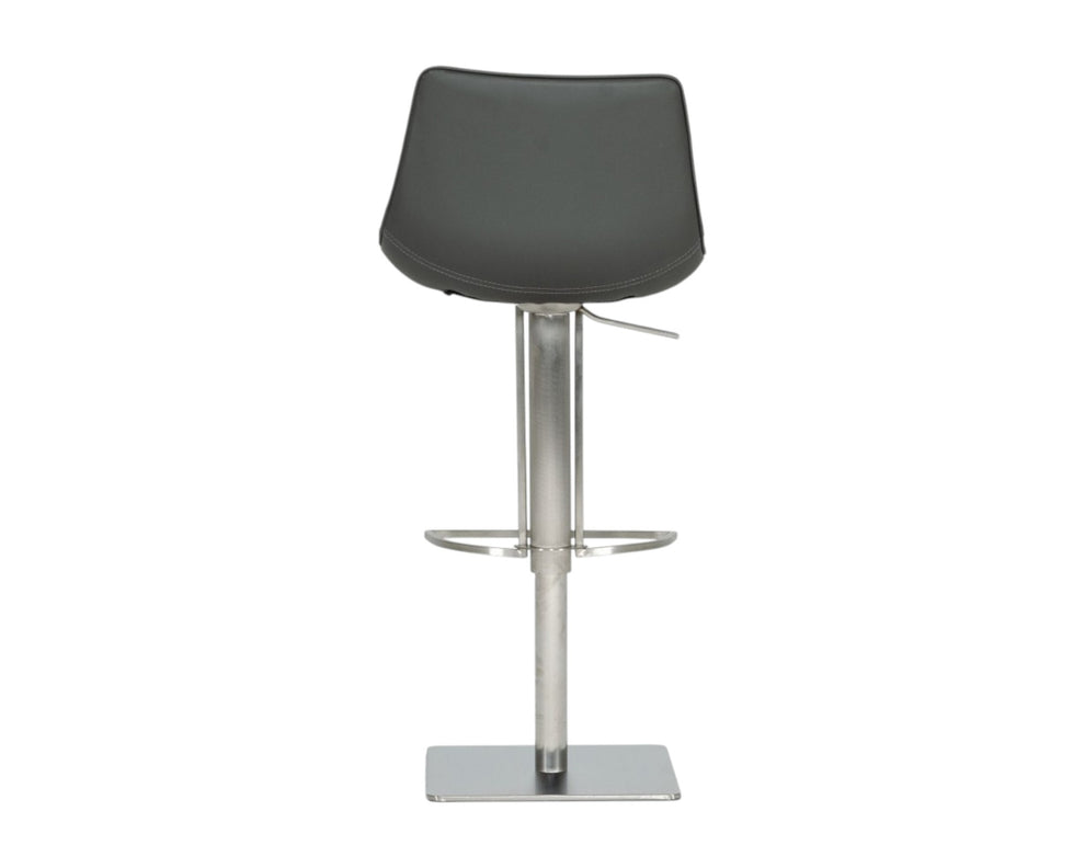 Gray And Silver Faux Leather And Stainless Steel Swivel Low Back Bar Height Bar Chair By Homeroots | Bar Stools | Modishstore - 6