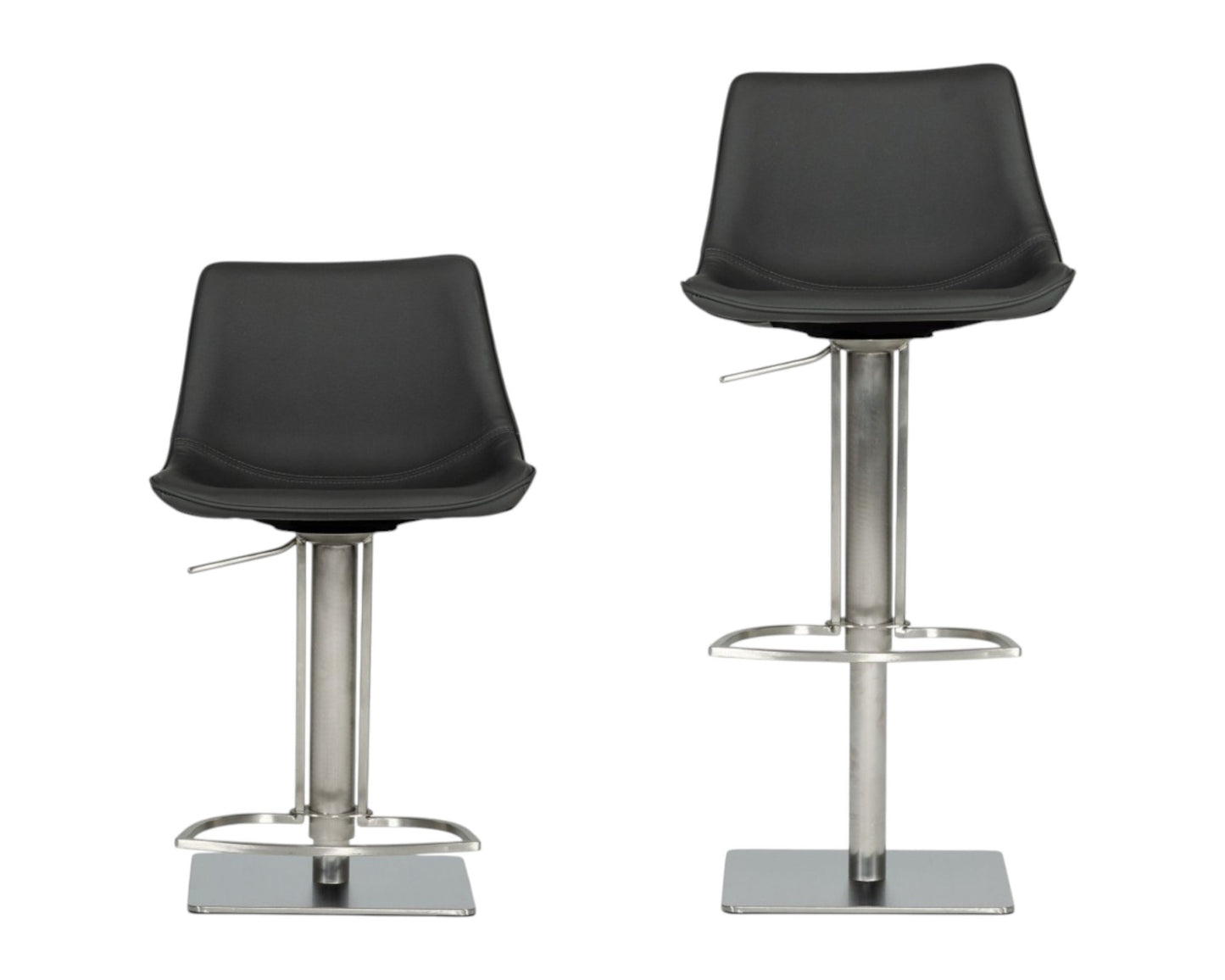 Gray And Silver Faux Leather And Stainless Steel Swivel Low Back Bar Height Bar Chair By Homeroots | Bar Stools | Modishstore - 4