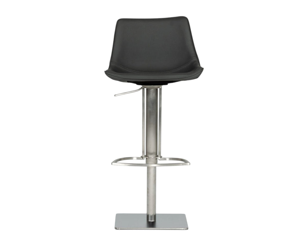 Gray And Silver Faux Leather And Stainless Steel Swivel Low Back Bar Height Bar Chair By Homeroots | Bar Stools | Modishstore - 5