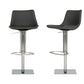 Gray And Silver Faux Leather And Stainless Steel Swivel Low Back Bar Height Bar Chair By Homeroots | Bar Stools | Modishstore - 3