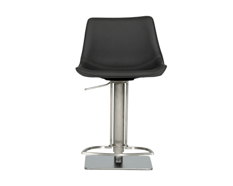 Gray And Silver Faux Leather And Stainless Steel Swivel Low Back Bar Height Bar Chair By Homeroots | Bar Stools | Modishstore - 8