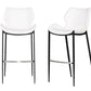 Set of Two White and Black Faux Leather and Steel Low Back Bar Height Bar Chairs By Homeroots | Bar Stools | Modishstore - 2