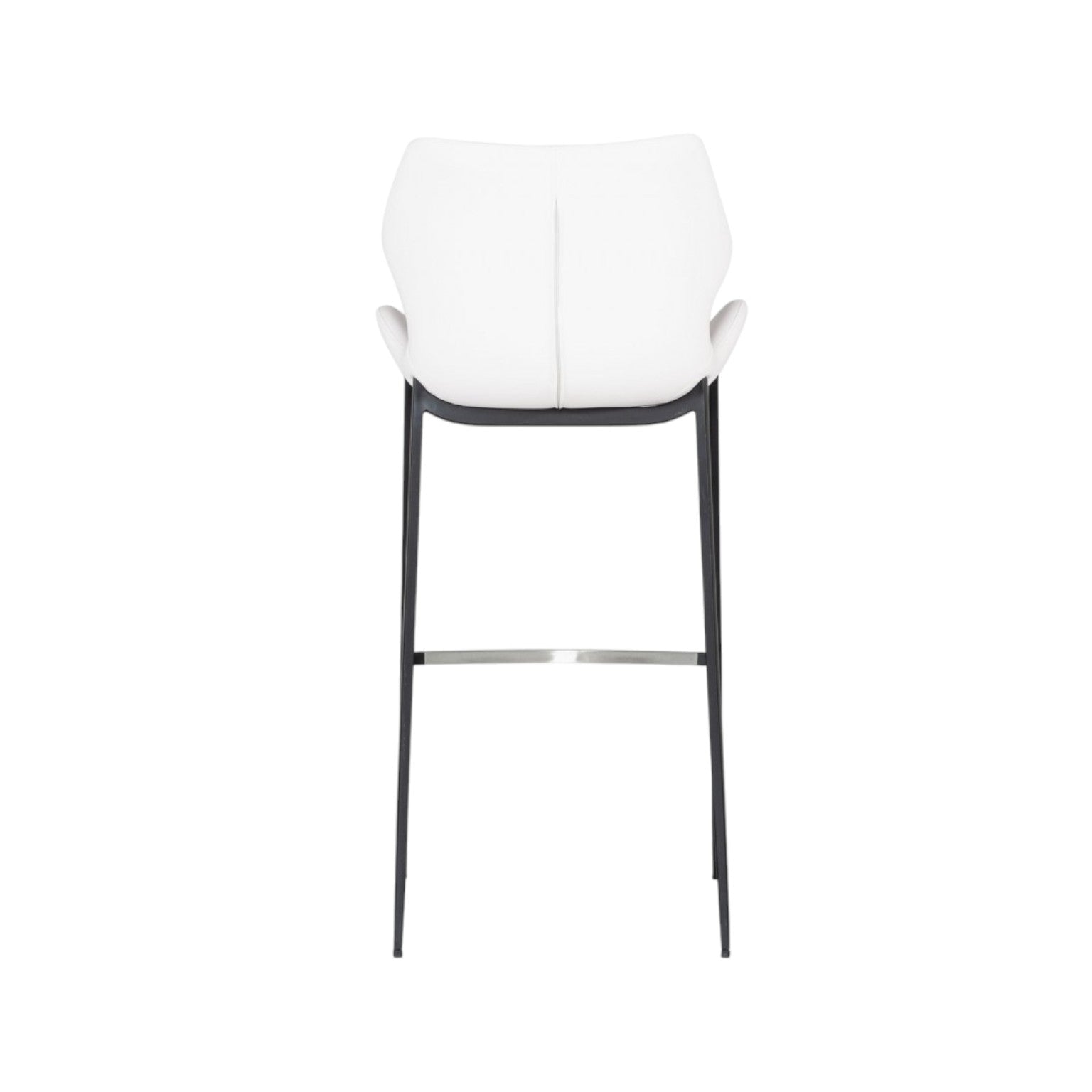 Set of Two White and Black Faux Leather and Steel Low Back Bar Height Bar Chairs By Homeroots | Bar Stools | Modishstore - 4