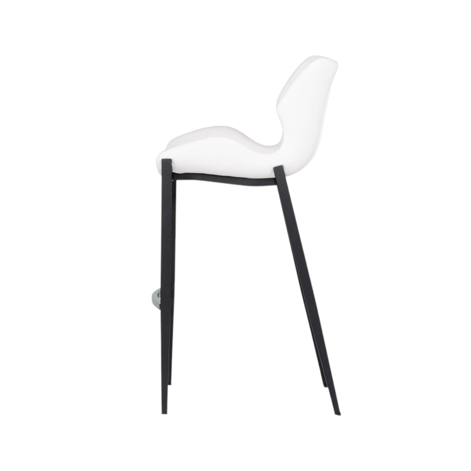 Set of Two White and Black Faux Leather and Steel Low Back Bar Height Bar Chairs By Homeroots | Bar Stools | Modishstore - 6