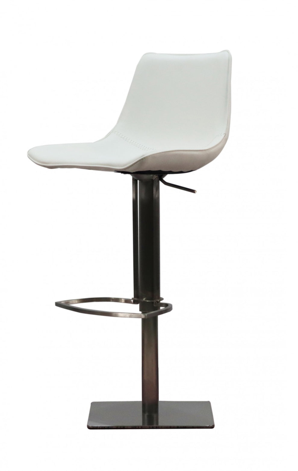 White and Silver Faux Leather and Stainless Steel Bar Height Swivel Bar Chair By Homeroots | Bar Stools | Modishstore - 2