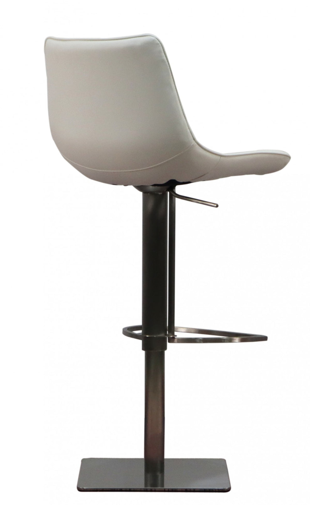 White and Silver Faux Leather and Stainless Steel Bar Height Swivel Bar Chair By Homeroots | Bar Stools | Modishstore - 4