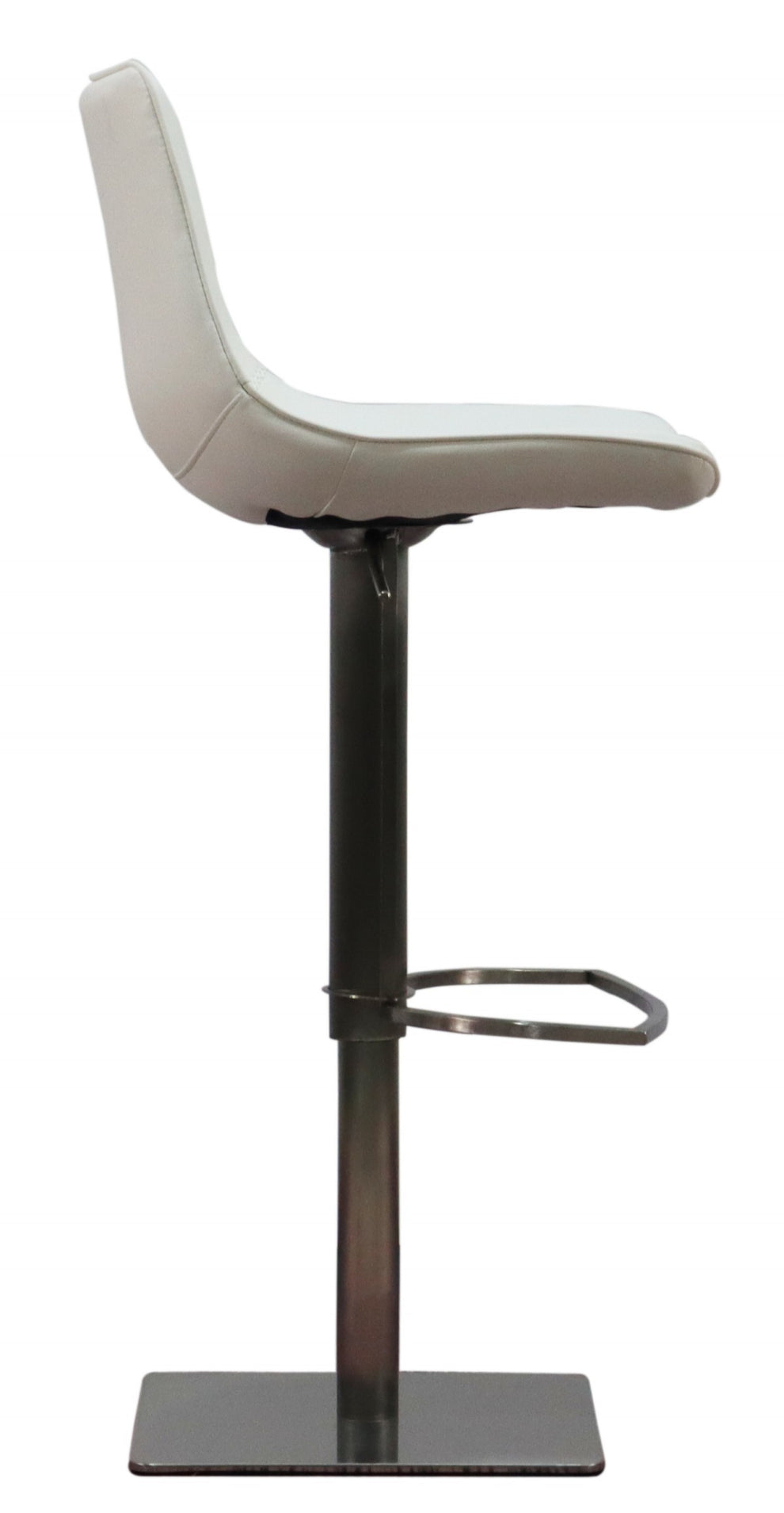 White and Silver Faux Leather and Stainless Steel Bar Height Swivel Bar Chair By Homeroots | Bar Stools | Modishstore - 5