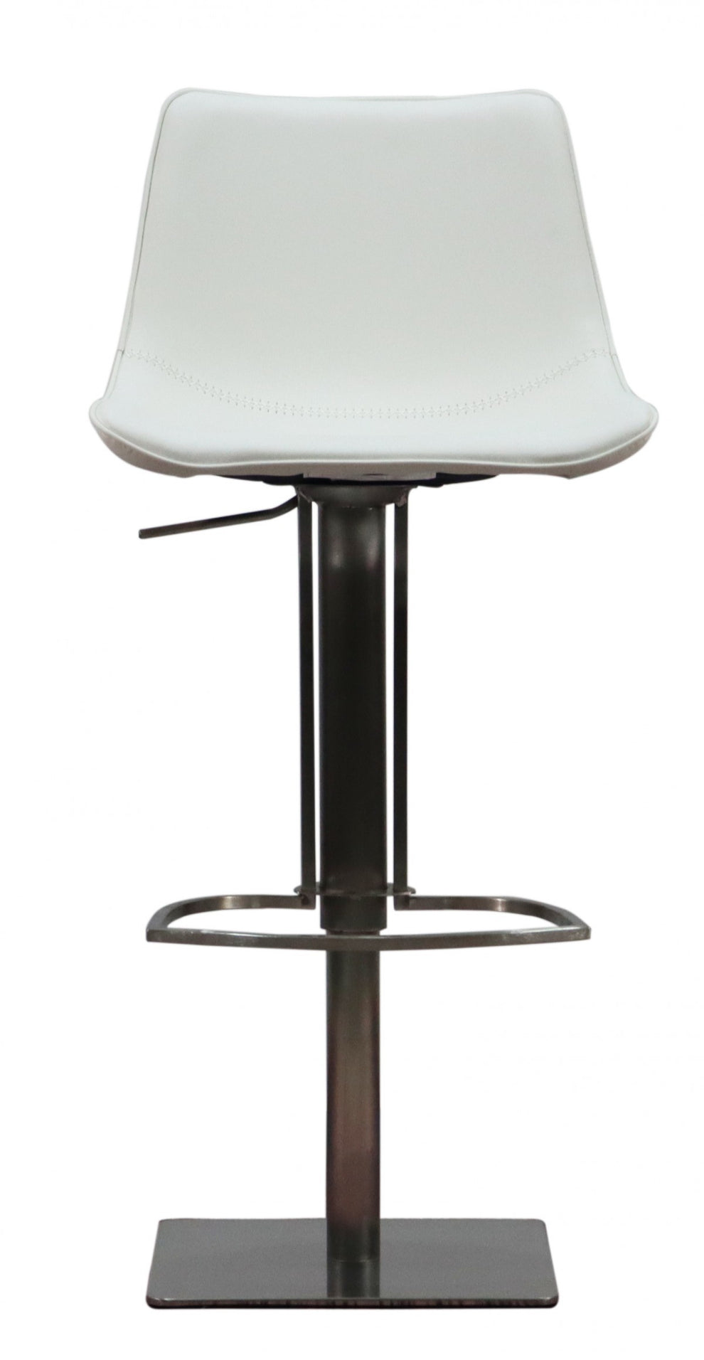 White and Silver Faux Leather and Stainless Steel Bar Height Swivel Bar Chair By Homeroots | Bar Stools | Modishstore - 6