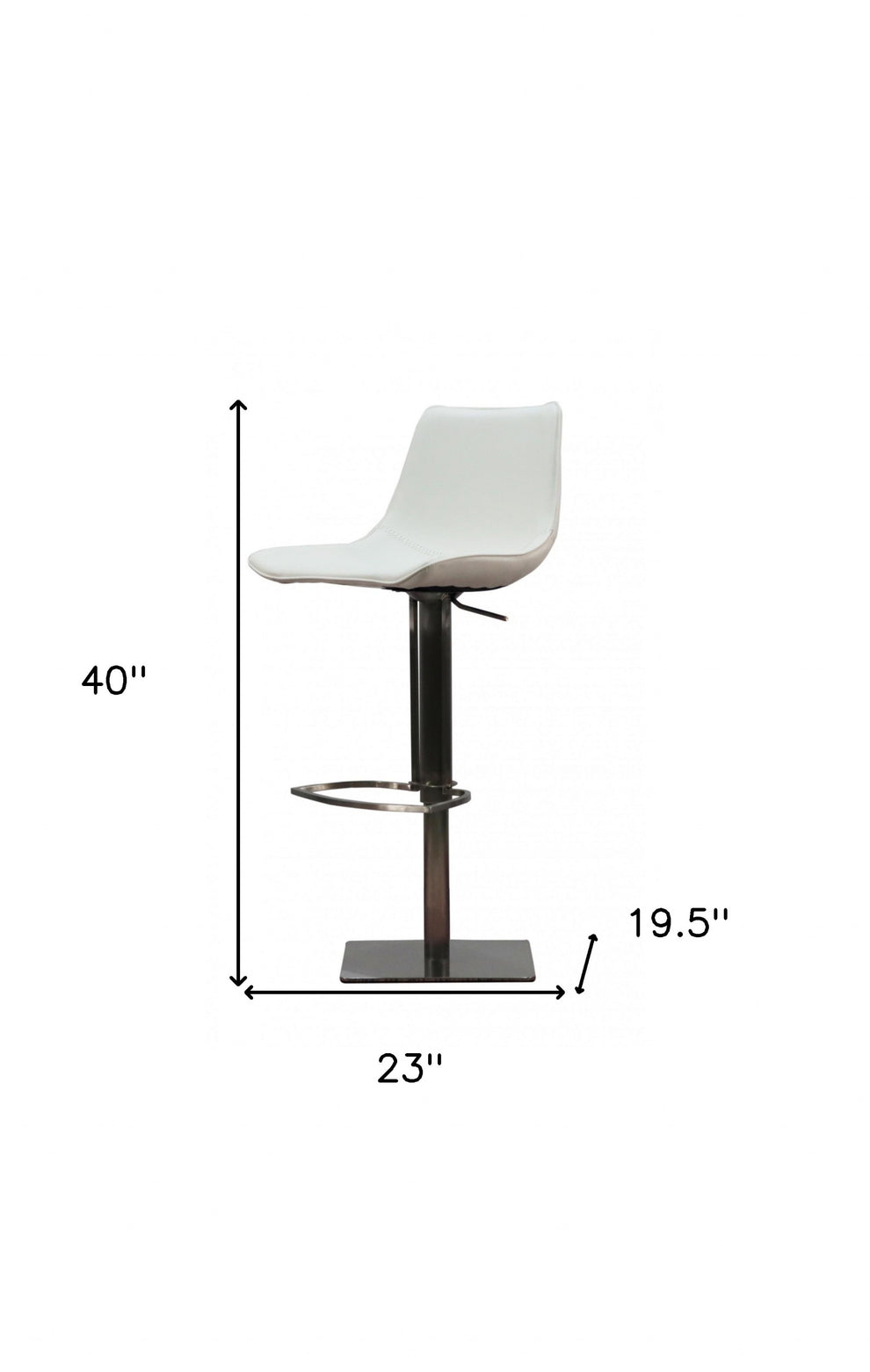 White and Silver Faux Leather and Stainless Steel Bar Height Swivel Bar Chair By Homeroots | Bar Stools | Modishstore - 7