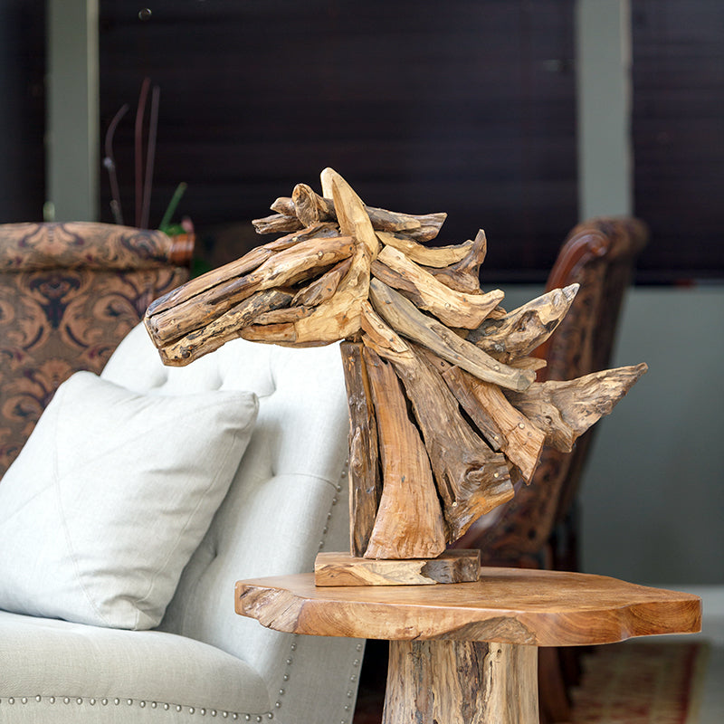 Harini Driftwood Running Horse Head By Garden Age Supply | Sculptures | Modishstore - 1