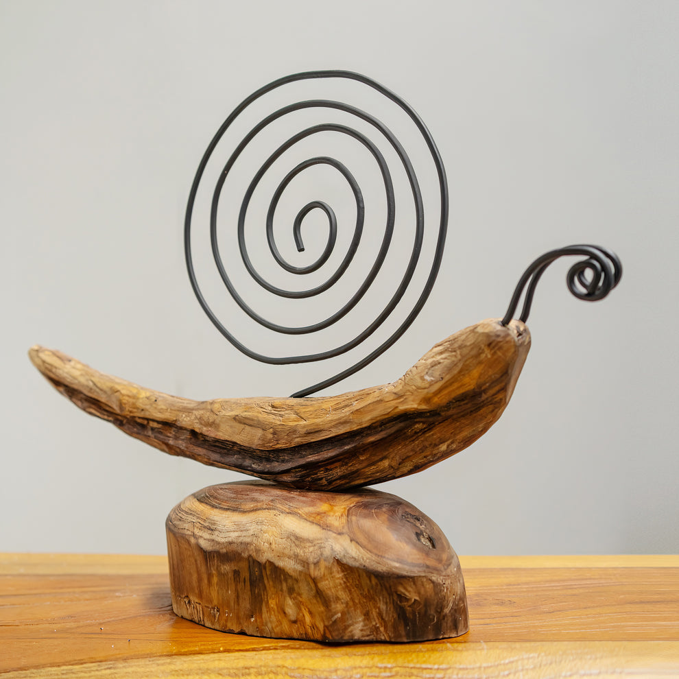 Teak Snail on Stand Set of 2 By Garden Age Supply | Sculptures | Modishstore - 3
