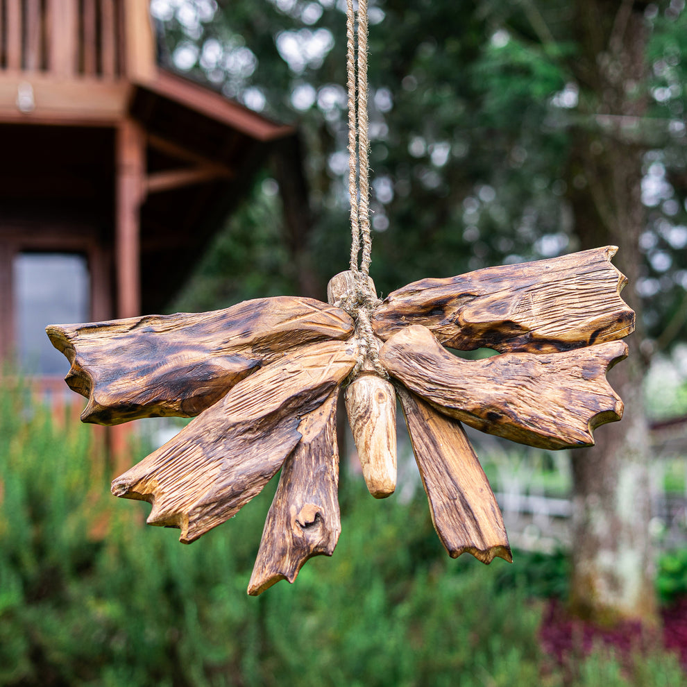 Teak Butterfly Flying Set of 2 By Garden Age Supply | Sculptures | Modishstore - 2