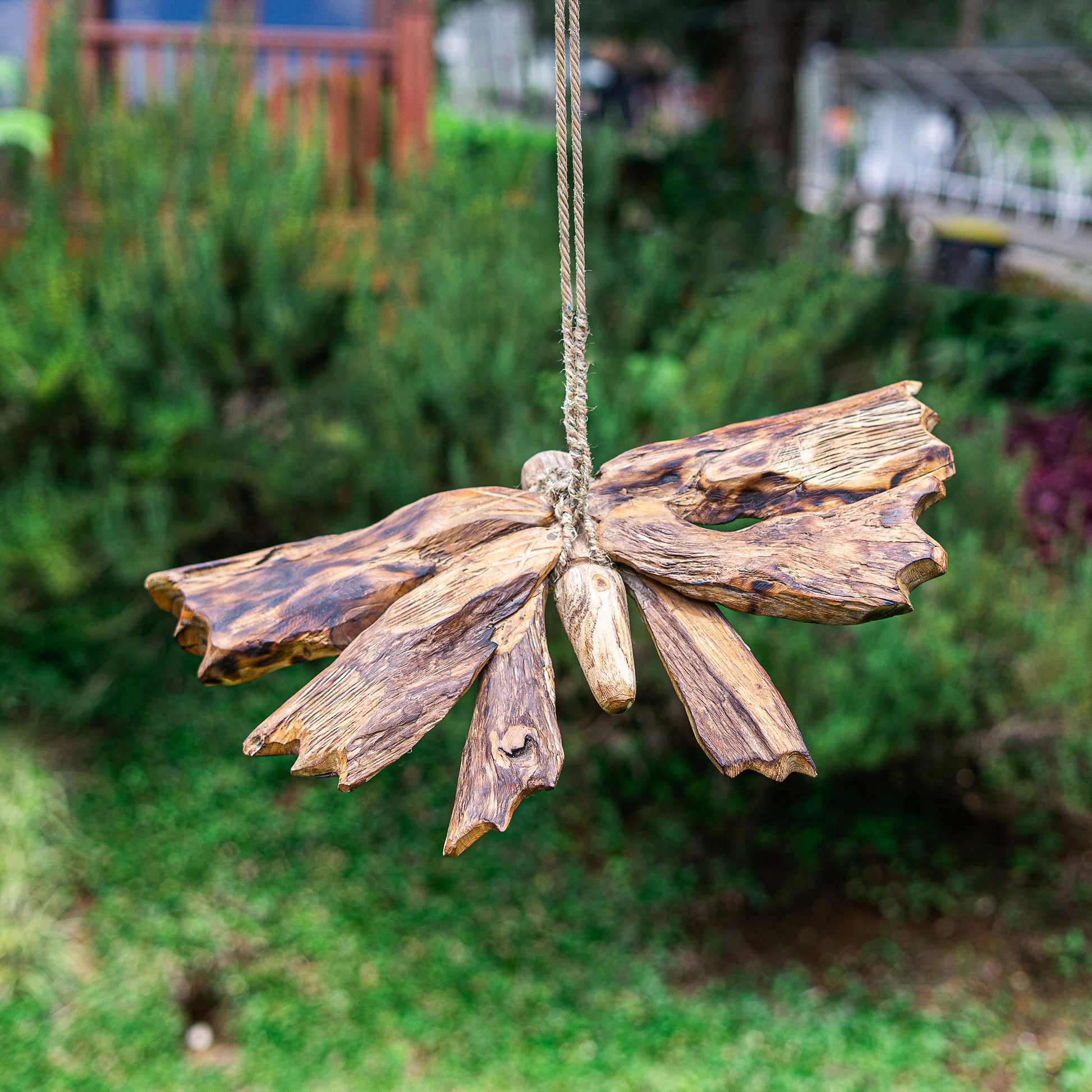 Teak Butterfly Flying Set of 2 By Garden Age Supply | Sculptures | Modishstore - 1