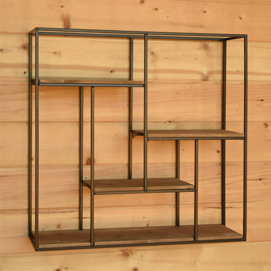 Mills Shelf, Wood and Iron - Black & Wood Set Of 4 By HomArt | Wall Shelf | Modishstore - 1
