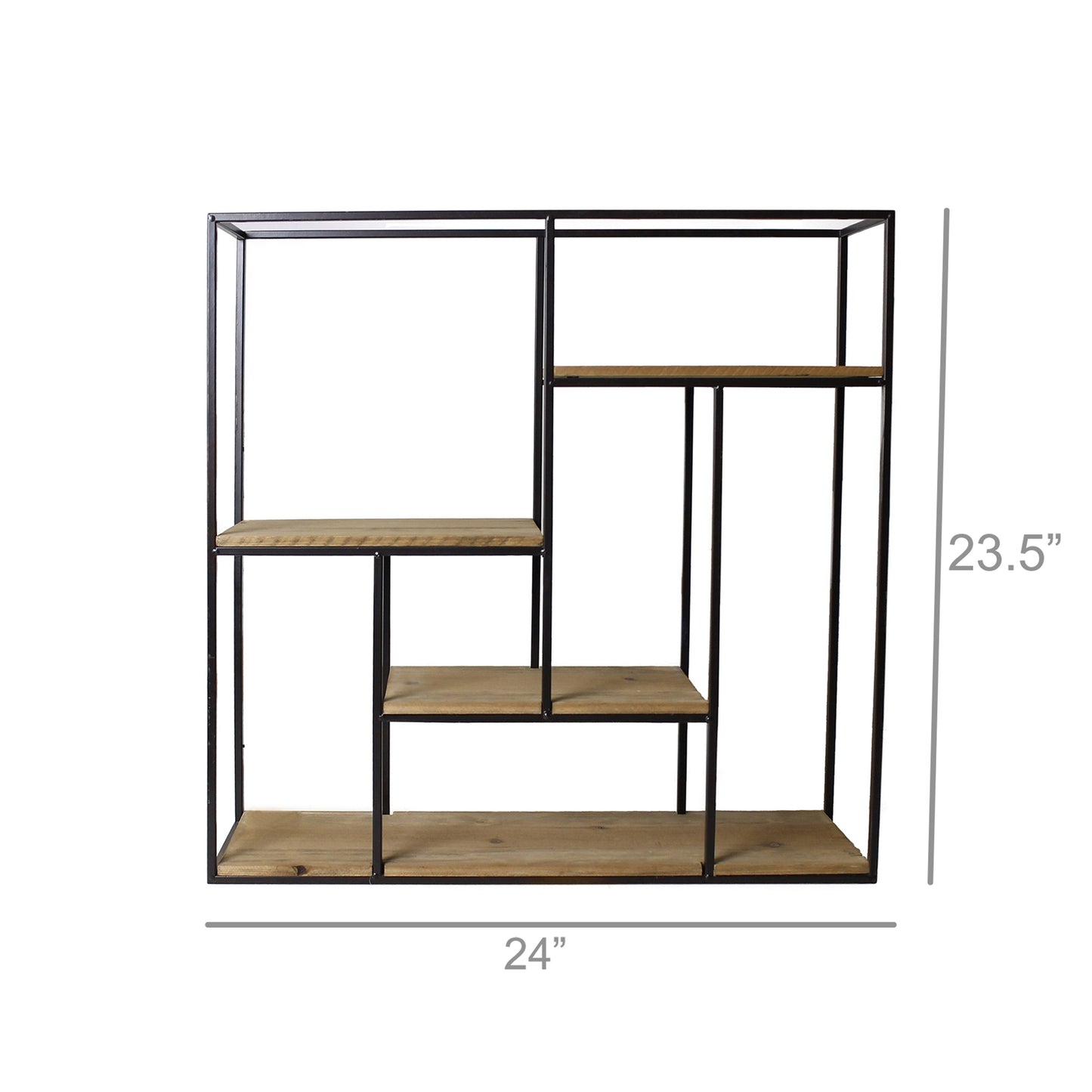 Mills Shelf, Wood and Iron - Black & Wood Set Of 4 By HomArt | Wall Shelf | Modishstore - 4