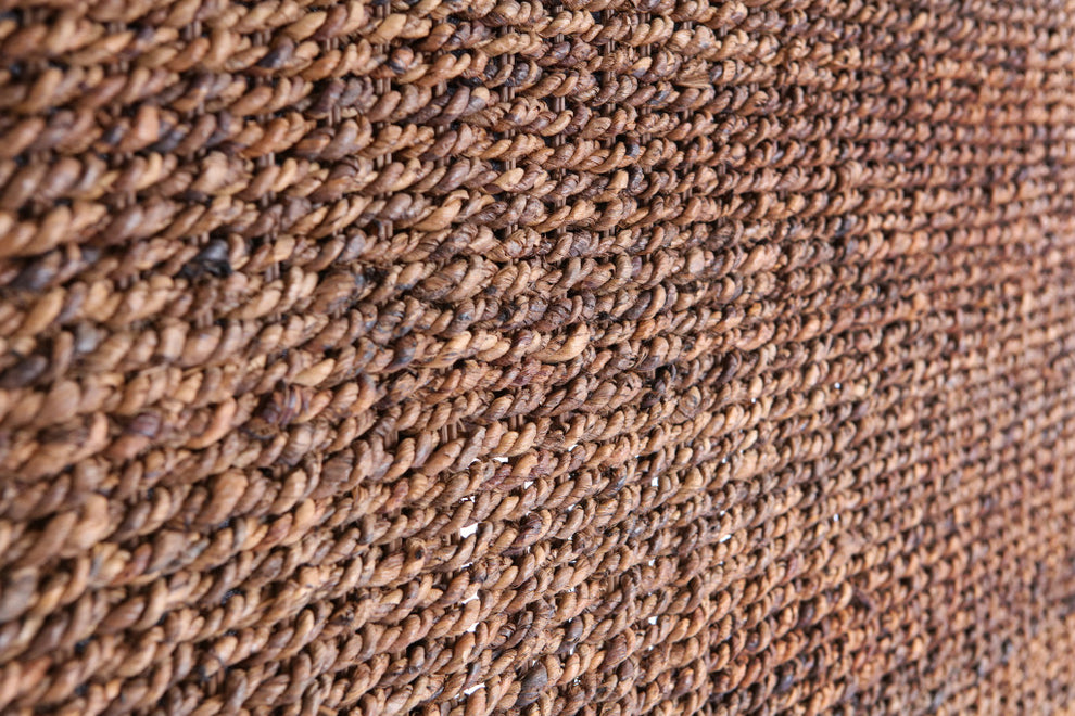 Brown Natural and Rustic Woven Banana Leaf Curved King Size Headboard By Homeroots | Headboards | Modishstore - 2