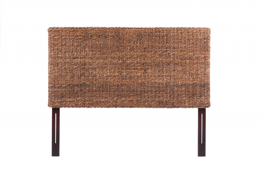 Brown Natural and Rustic Woven Banana Leaf Straight King Size Headboard By Homeroots | Headboards | Modishstore - 1