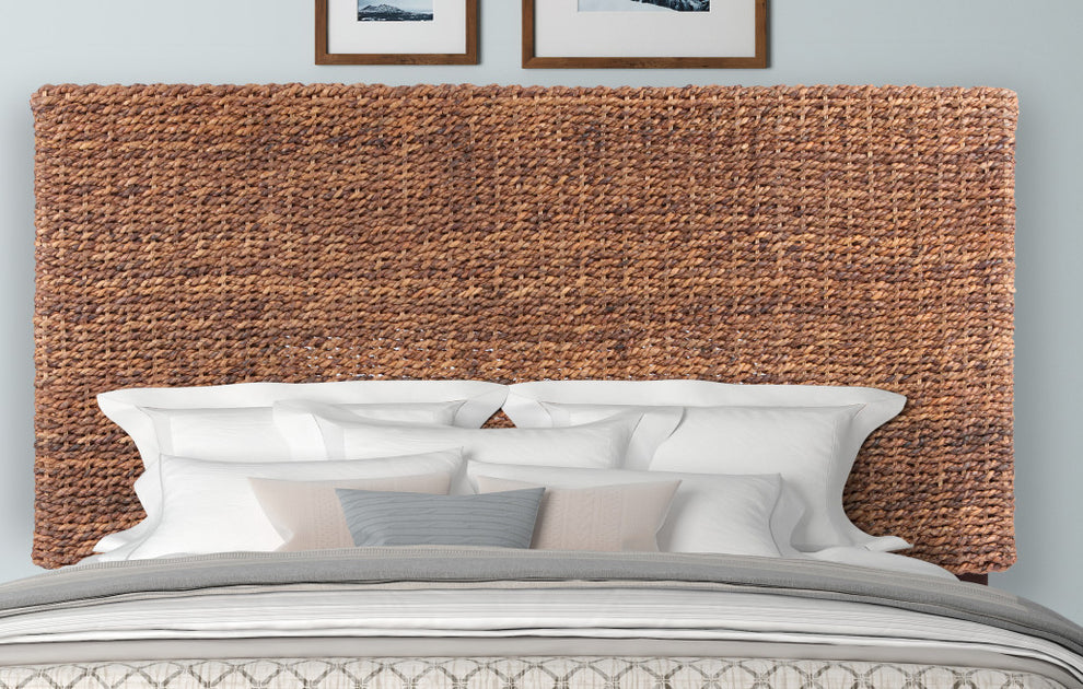 Brown Natural and Rustic Woven Banana Leaf Straight King Size Headboard By Homeroots | Headboards | Modishstore - 5