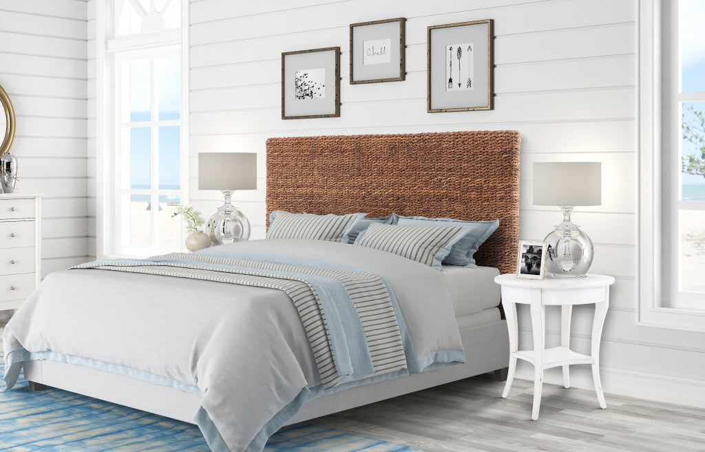 Brown Natural and Rustic Woven Banana Leaf Straight King Size Headboard By Homeroots | Headboards | Modishstore - 7