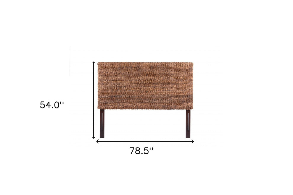 Brown Natural and Rustic Woven Banana Leaf Straight King Size Headboard By Homeroots | Headboards | Modishstore - 8