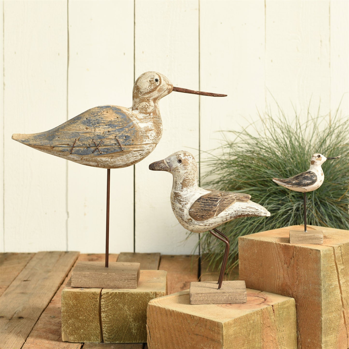 Kelso Wood Seagull - Sandpiper - Navy & Natural Wood Set Of 4 By HomArt | Ornaments | Modishstore - 2
