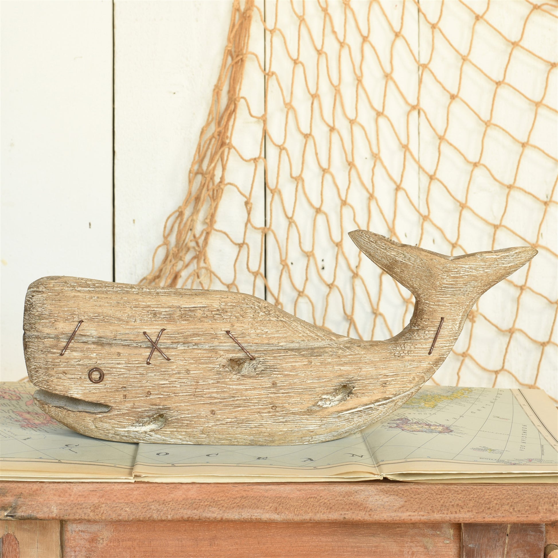 Kelso Wood Sperm Whale - Small - Natural Wood Set Of 4 By HomArt | Ornaments | Modishstore