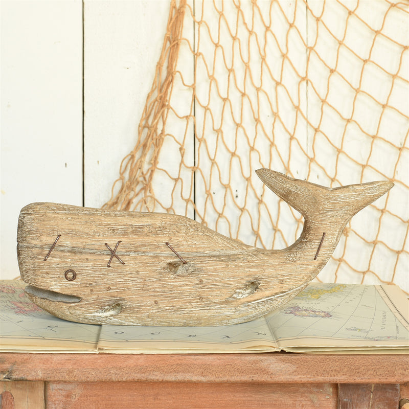 Kelso Wood Sperm Whale - Small - Natural Wood Set Of 4 By HomArt | Ornaments | Modishstore