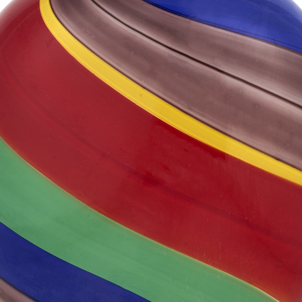 Red Blue and Green Striped Round Glass Table Vase By Homeroots | Vases | Modishstore - 2