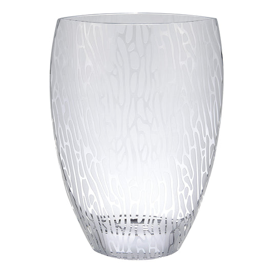Clear and Frosted Abstract Oval Crystal Table Vase By Homeroots | Vases | Modishstore - 1