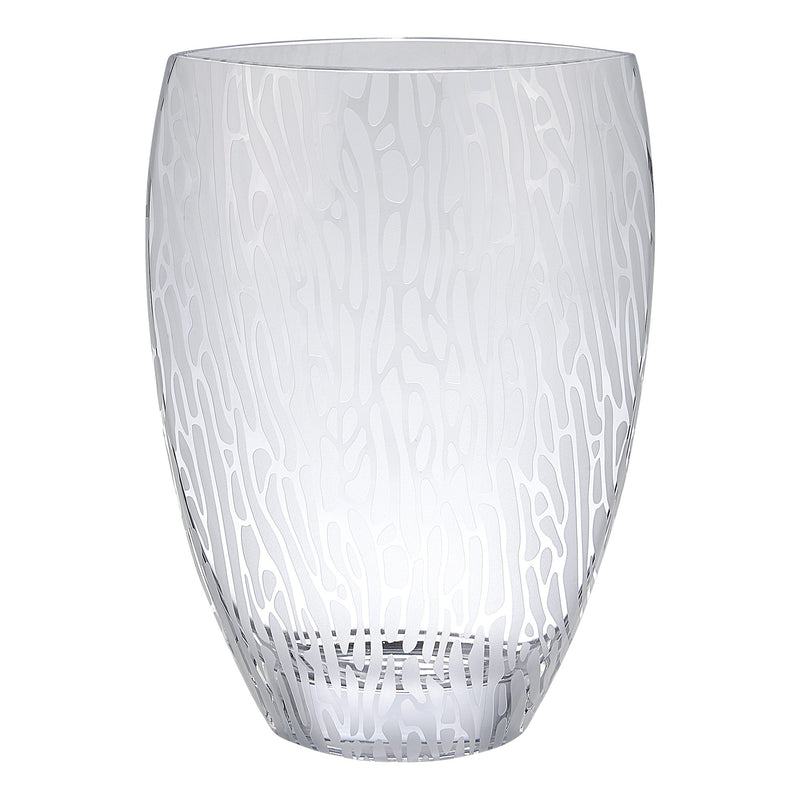 Clear and Frosted Abstract Oval Crystal Table Vase By Homeroots | Vases | Modishstore - 1
