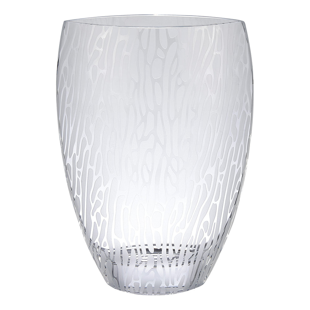 Clear and Frosted Abstract Oval Crystal Table Vase By Homeroots | Vases | Modishstore - 6
