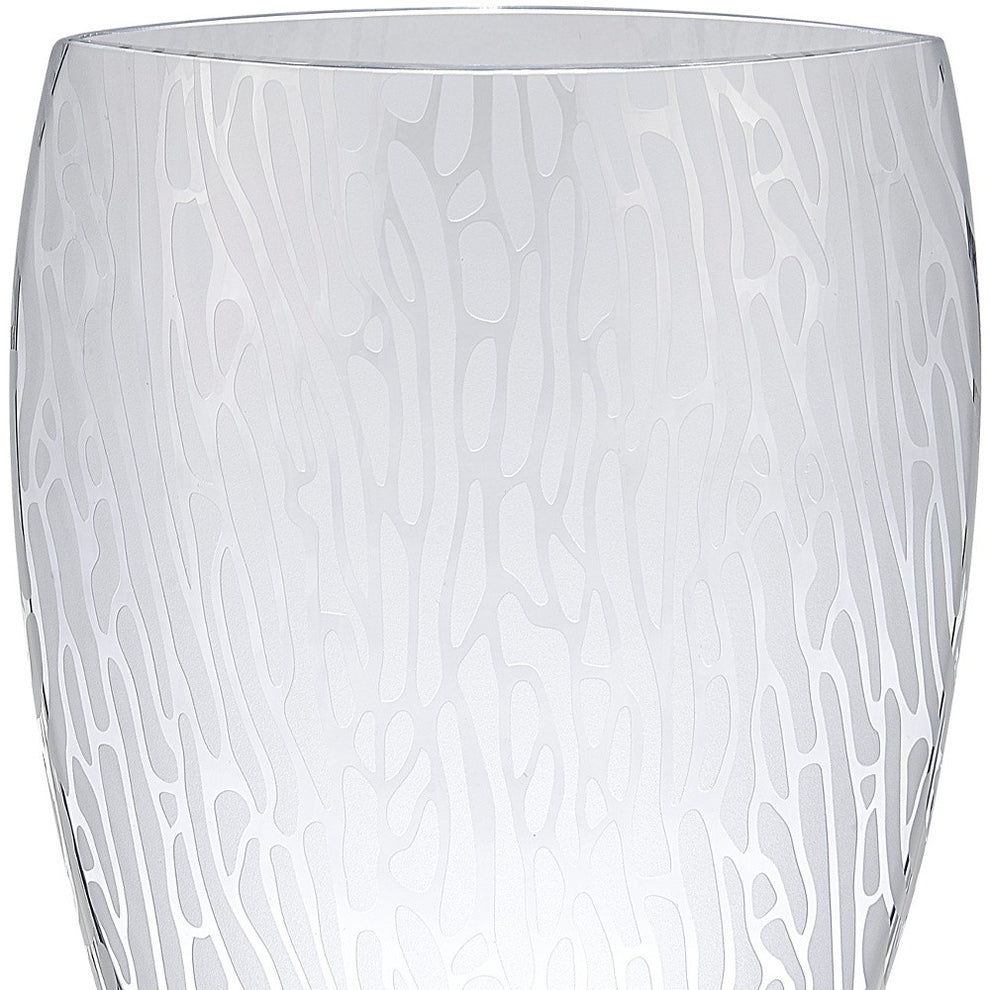 Clear and Frosted Abstract Oval Crystal Table Vase By Homeroots | Vases | Modishstore - 2