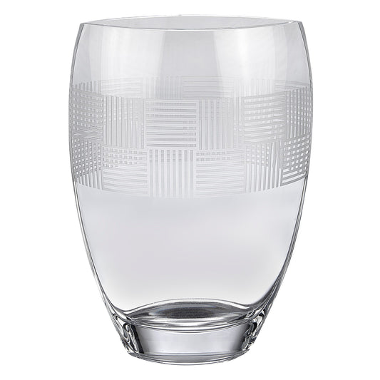 Clear With Geometric Pattern Oval Crystal Table Vase By Homeroots | Vases | Modishstore - 1
