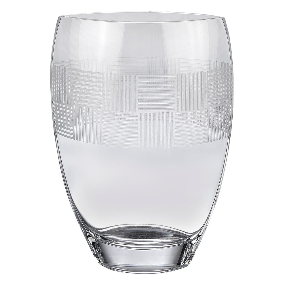Clear With Geometric Pattern Oval Crystal Table Vase By Homeroots | Vases | Modishstore - 6