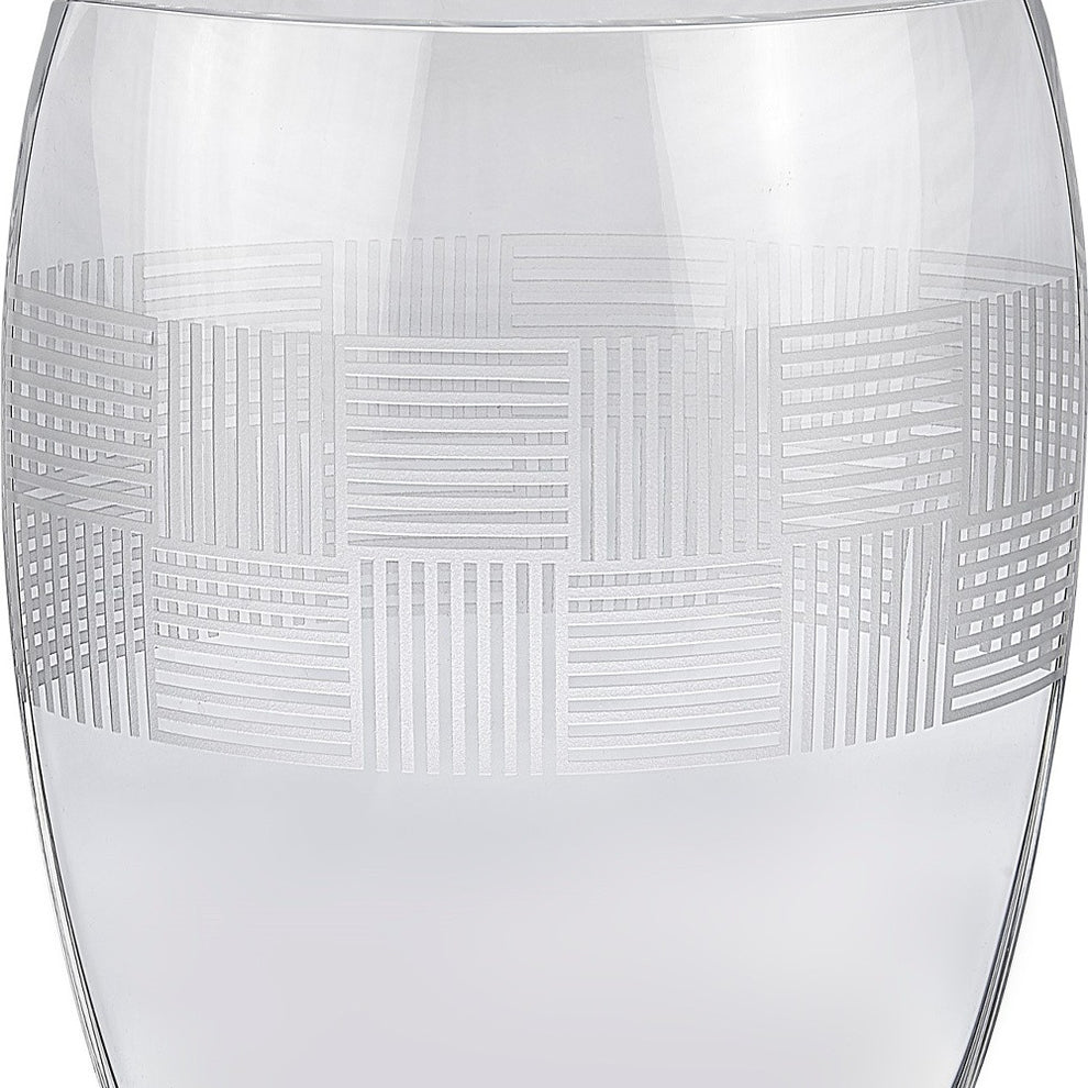 Clear With Geometric Pattern Oval Crystal Table Vase By Homeroots | Vases | Modishstore - 2
