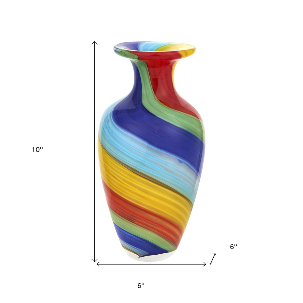 Rainbow Murano Glass Abstract Round Table Vase By Homeroots | Vases | Modishstore - 5