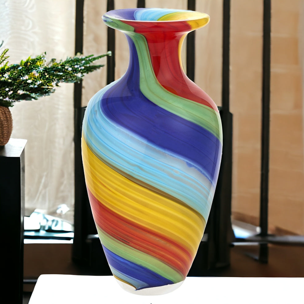 Rainbow Murano Glass Abstract Round Table Vase By Homeroots | Vases | Modishstore - 6