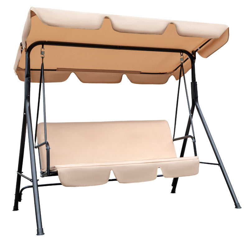 Beige Steel Outdoor Swing Chair with Beige Cushion By Homeroots | Outdoor Chairs | Modishstore - 6