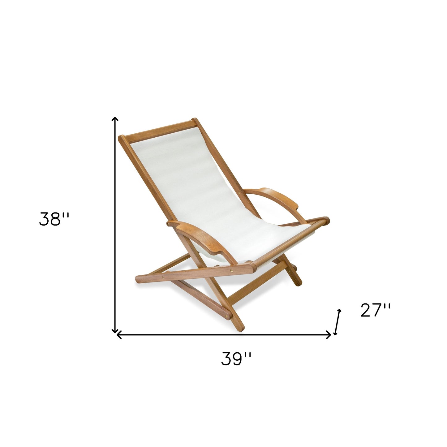 White and Natural Wood Solid Wood Indoor Outdoor Deck Chair By Homeroots | Outdoor Chairs | Modishstore - 4