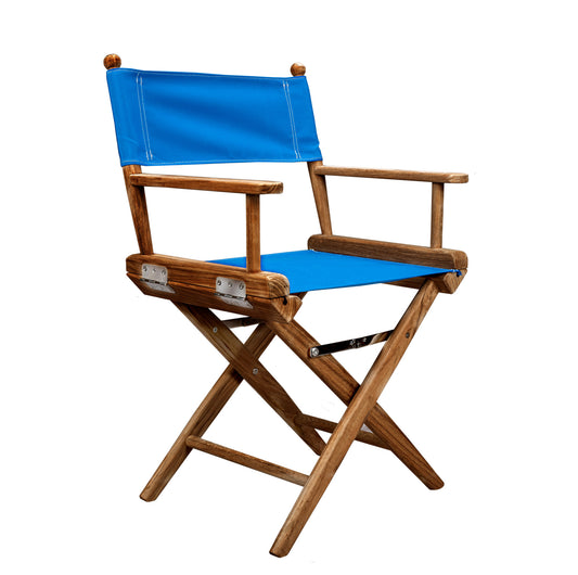 Blue and Natural Wood Solid Wood Indoor Outdoor Director Chair By Homeroots | Outdoor Chairs | Modishstore - 1