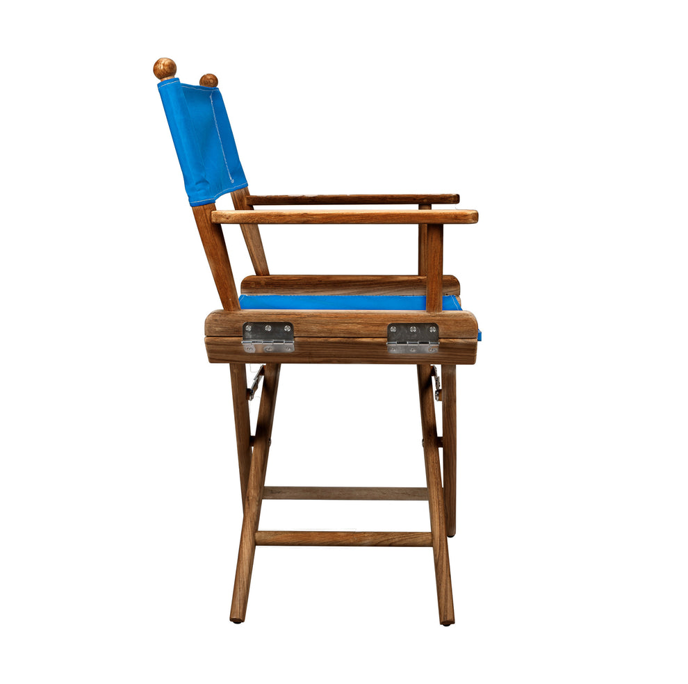Blue and Natural Wood Solid Wood Indoor Outdoor Director Chair By Homeroots | Outdoor Chairs | Modishstore - 3