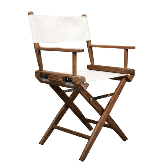 Brown and Ivory and Natural Wood Solid Wood Indoor Outdoor Director Chair By Homeroots | Outdoor Chairs | Modishstore - 1